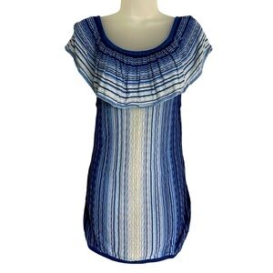 WHBM Off the Shoulder Flounce Stripe Sweater Medium White House Black Market